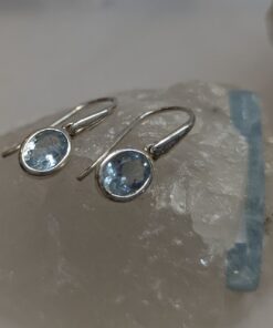 Earrings: Aquamarine Fac Oval Simple 225
