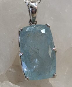 Pendant: Aquamarine Checkerboard Fac Rectangle 745