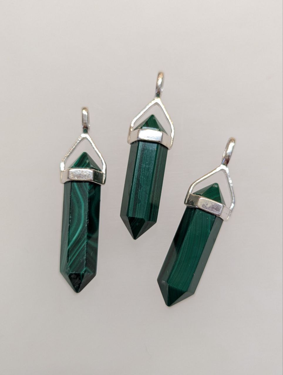 Malachite Double Terminated Pendant | 925 Sterling Silver (Short)