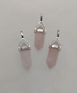 Rose Quartz Double Terminated Pendant | 925 Sterling Silver (Short)