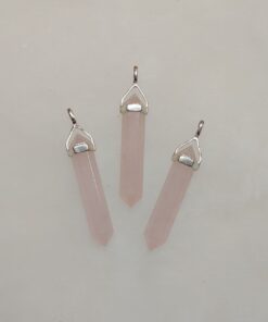 Rose Quartz Double Terminated Pendant | 925 Sterling Silver (Long)