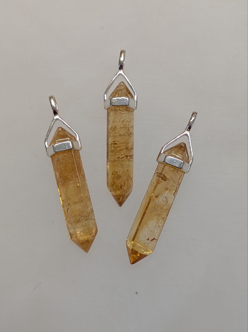 Citrine Double Terminated Pendant | 925 Sterling Silver (Long)