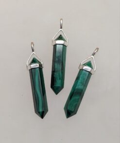 Malachite Double Terminated Pendant | 925 Sterling Silver (Long)