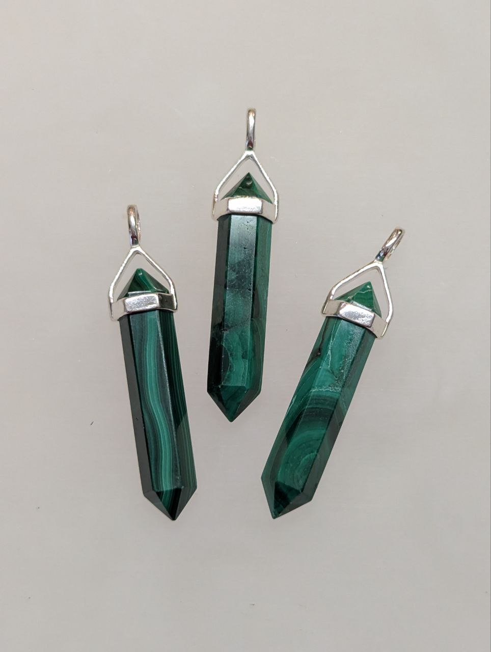 Malachite Double Terminated Pendant | 925 Sterling Silver (Long)