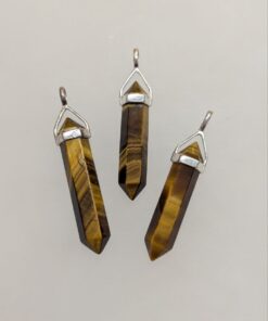 Tiger Eye Double Terminated Pendant | 925 Sterling Silver (Long)