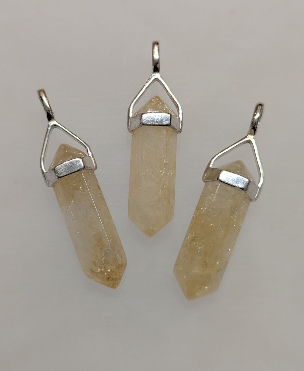 Citrine Double Terminated Pendant | 925 Sterling Silver (Short)