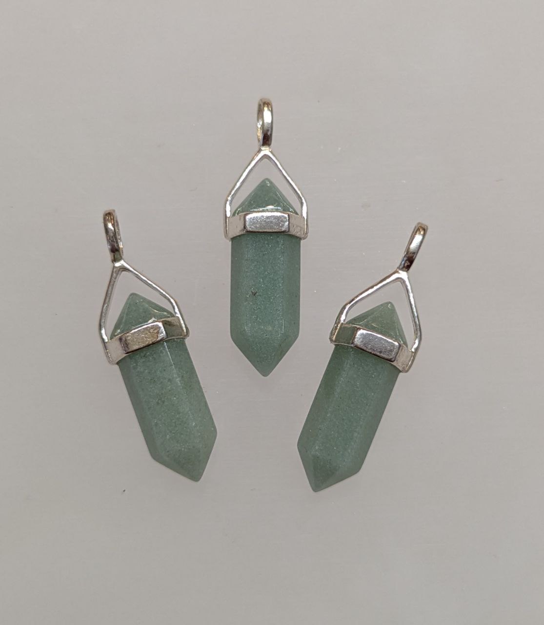 Green Aventurine Double Terminated Pendant | 925 Sterling Silver (Short)