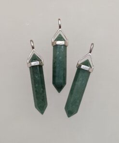 Green Aventurine Double Terminated Pendant | 925 Sterling Silver (Long)