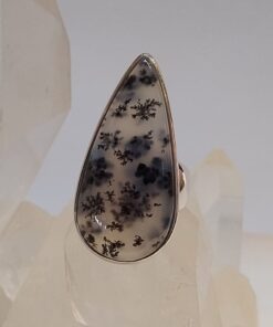 Ring: Dendritic Agate Cab Teardrop s7 - 182