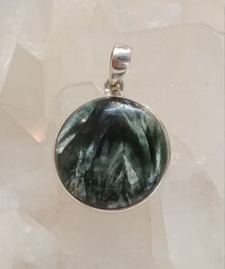 Seraphinite Round Cab Pendant | 925 Sterling Silver