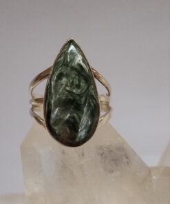 Ring: Seraphinite Cabochon Teardrop Split Band s8.5 - 115