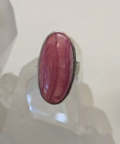 Rhodochrosite Cab Long Oval Ring s7.5 | 925 Sterling Silver