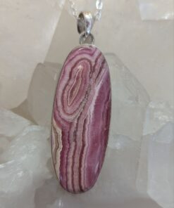 Rhodochrosite Cab Long Oval Pendant | 925 Sterling Silver