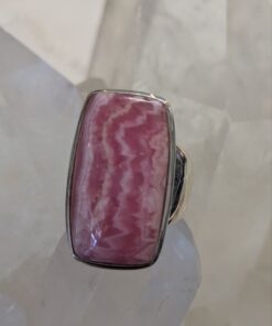 Rhodochrosite Cab Rectangle Ring s7 | 925 Sterling Silver