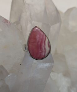Rhodochrosite Cab Teardrop Ring s8 | 925 Sterling Silver