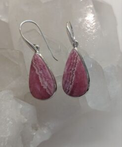 Rhodochrosite Cab Teardrop Ring Earrings | 925 Sterling Silver