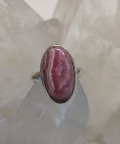Rhodochrosite Cab Oval Ring s7 | 925 Sterling Silver