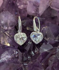 Clear Quartz Faceted Simple Heart Earrings | 925 Sterling Silver