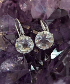 Clear Quartz Faceted Round Claw Earrings | 925 Sterling Silver