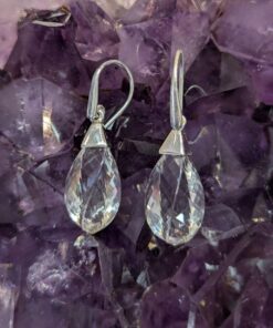 Clear Quartz Twisted Checkerboard Earrings | 925 Sterling Silver