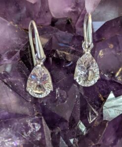 Clear Quartz Faceted Claw Teardrop Earrings | 925 Sterling Silver