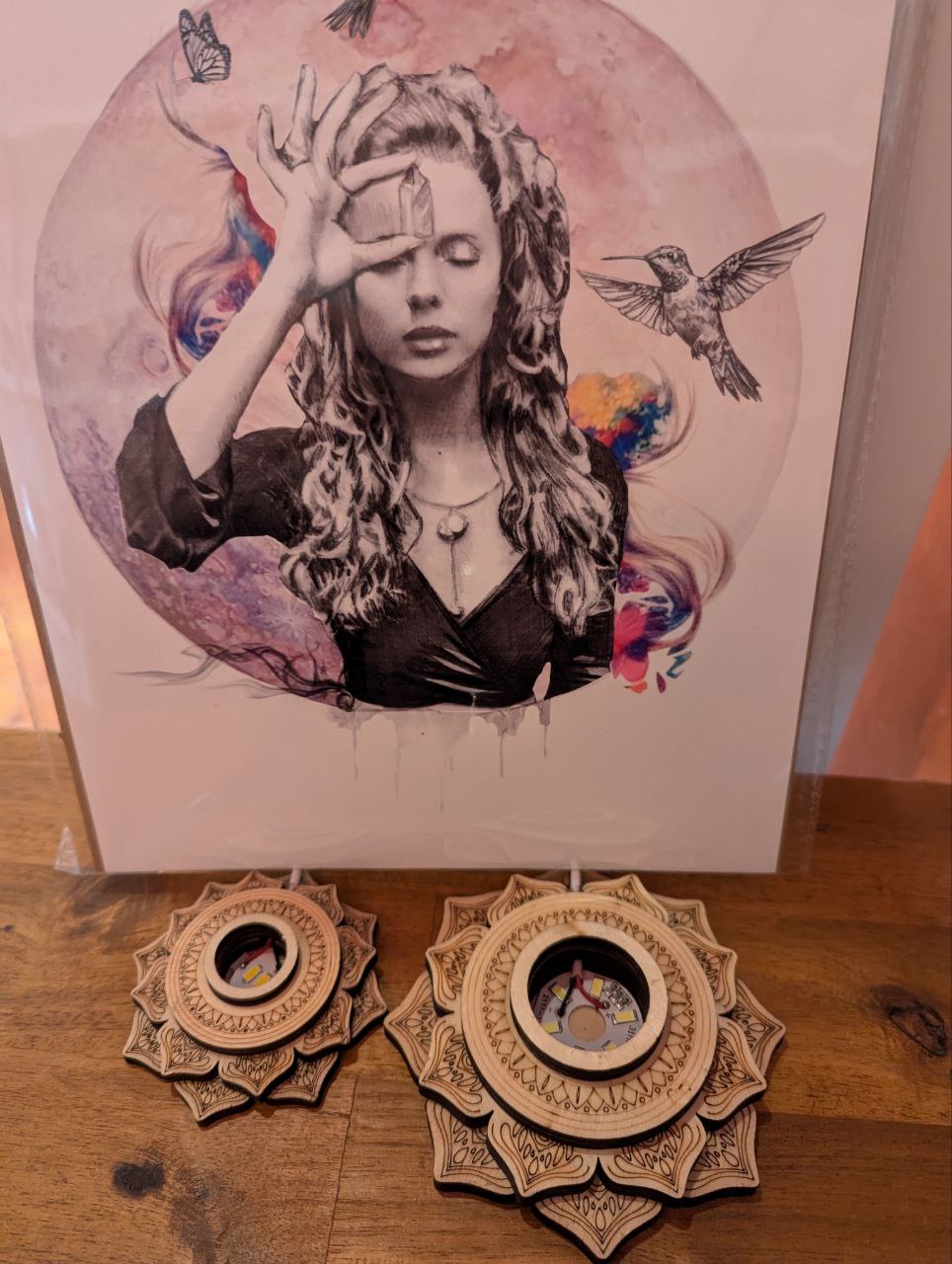 Wooden Lotus LED Lightbox - Warm Light (2 sizes) - Image 2