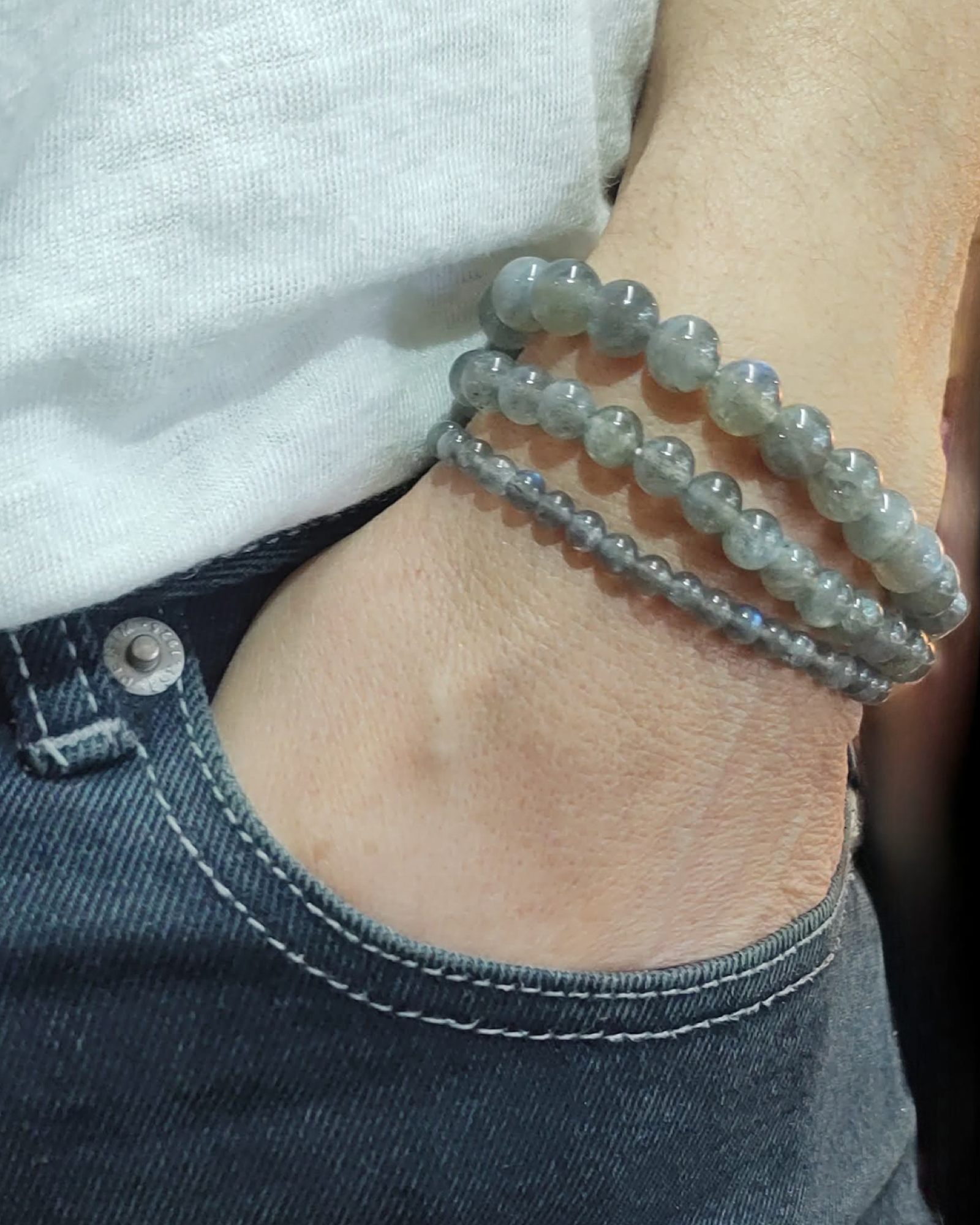 Stretch Bracelets: Labradorite 4mm, 6mm, & 8mm Round Beads