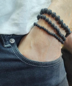 Stretch Bracelets: Lava Stone 4mm, 6mm, & 8mm Round Beads