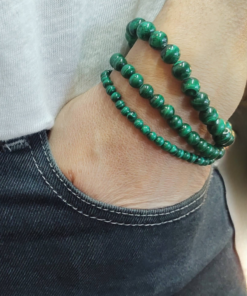 Stretch Bracelets: Malachite 4mm, 6mm, & 8mm Round Beads