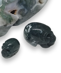 Moss Agate Skull Carvings