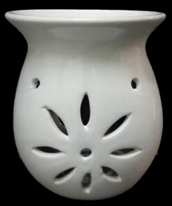 Ceramic Oil Burner: White with flower cut-out