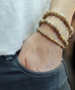 Stretch Bracelets: Picture Jasper 4mm, 6mm, & 8mm Round Beads
