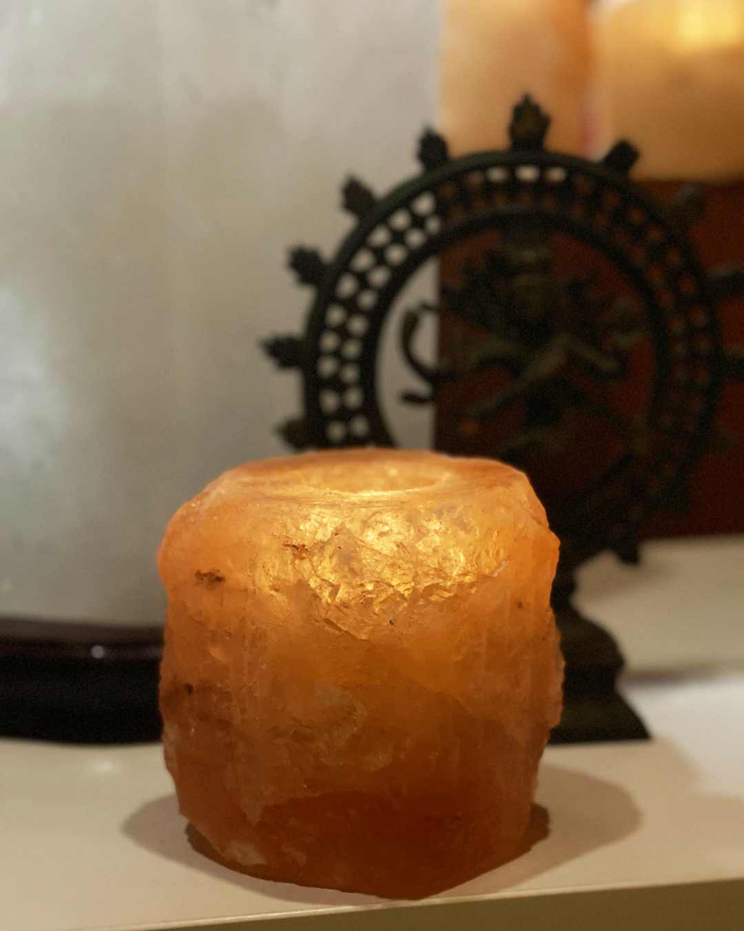 Candle Holder: Rough Himalayan Salt (To Fit Standard Tea Light Candles)