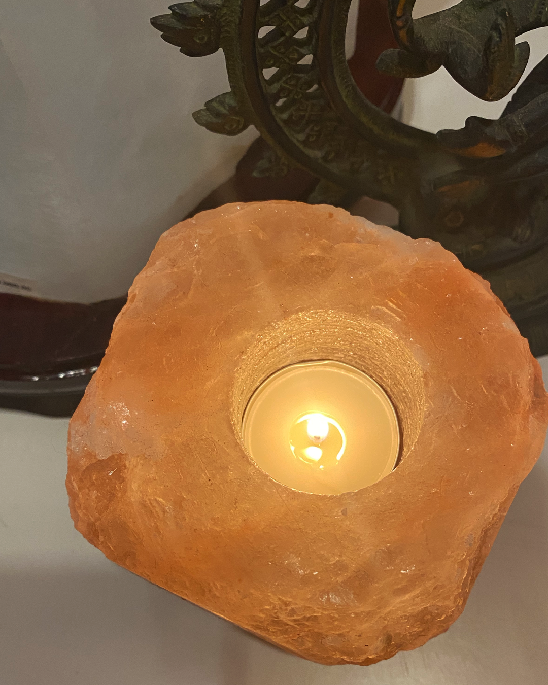 Candle Holder: Rough Himalayan Salt (To Fit Standard Tea Light Candles) - Image 2