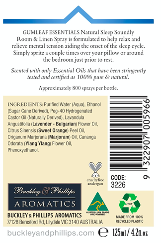 Gumleaf Essentials Room Spray: Sleep Soundly 125ml - Image 2