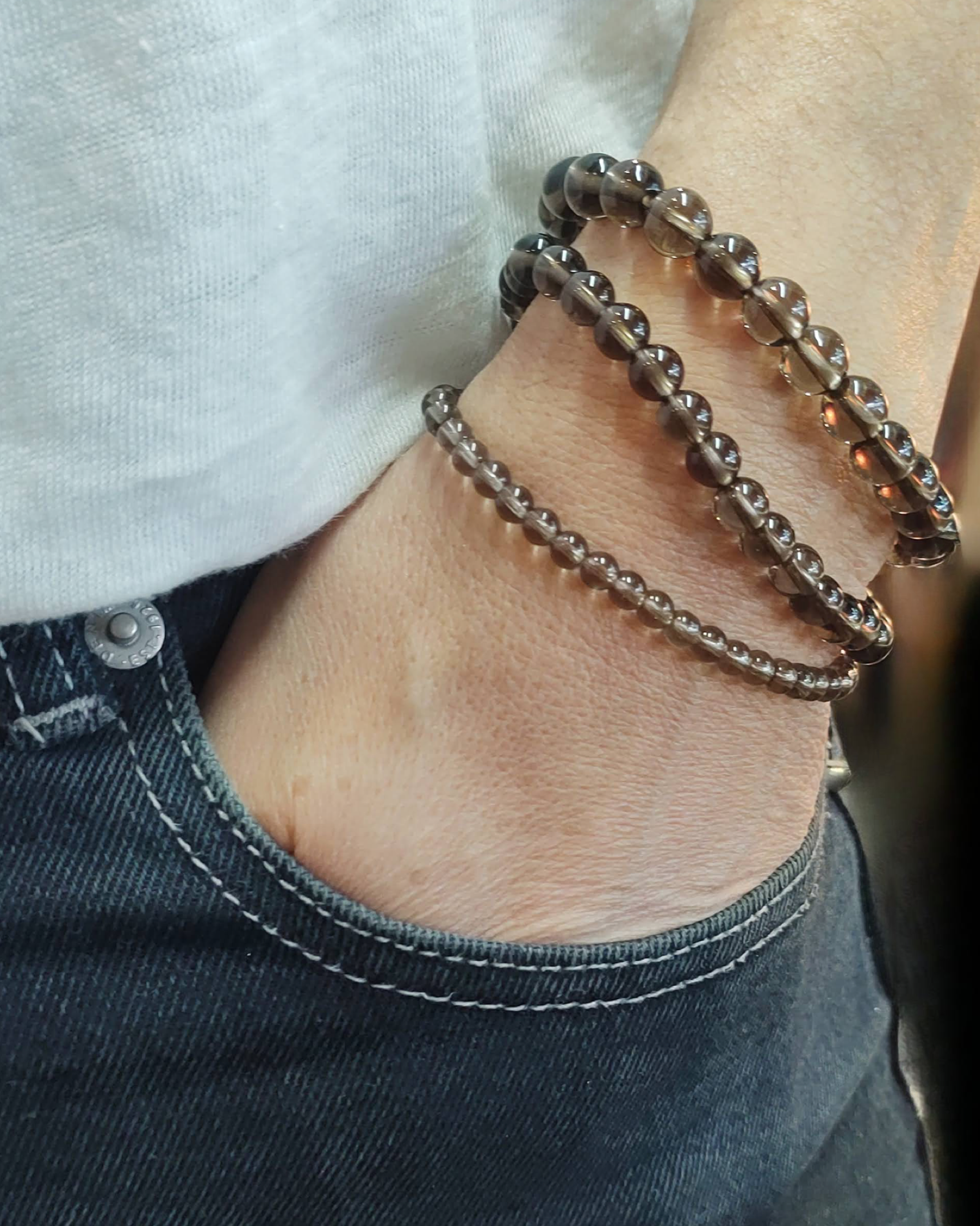 Stretch Bracelets: Smokey Quartz 4mm, 6mm, & 8mm Round Beads