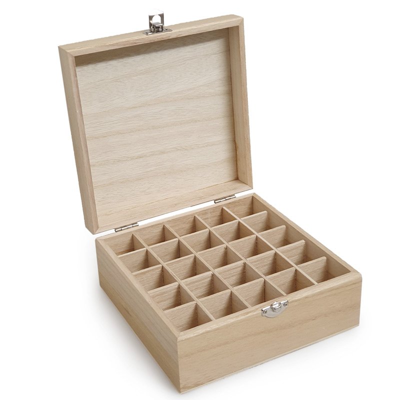 Wooden Oil Storage Box: 25 Compartment Medium