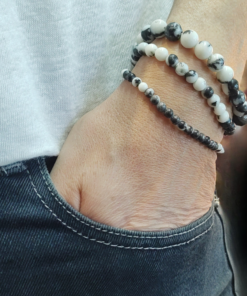 Stretch Bracelets: Zebra Stone 4mm, 6mm, & 8mm Round Beads