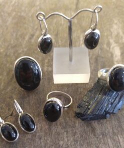 Black Tourmaline Jewellery: Cut & Polished Natural Crystals Set in 925 Sterling Silver