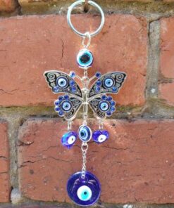 Evil Eye: Butterfly Twin Heart Hanger / Keyring