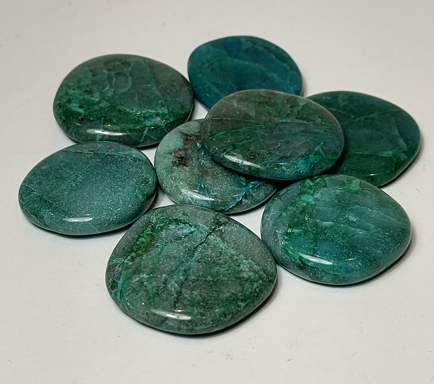 Natural Crystal: Cut & Polished Chrysocolla Slices (Approx 2x2x.3cm)