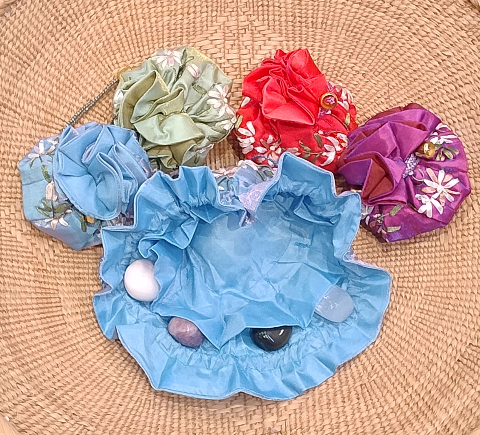 Silk Embroidered 8 Pocket Pouch