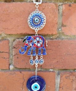 Evil Eye: Blue and Red Lucky  Elephant / Flower Hanger
