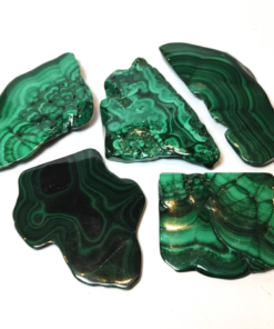 Natural Crystal: Cut & Polished Malachite Free Form Slices (Approx 7x5x.3cm)