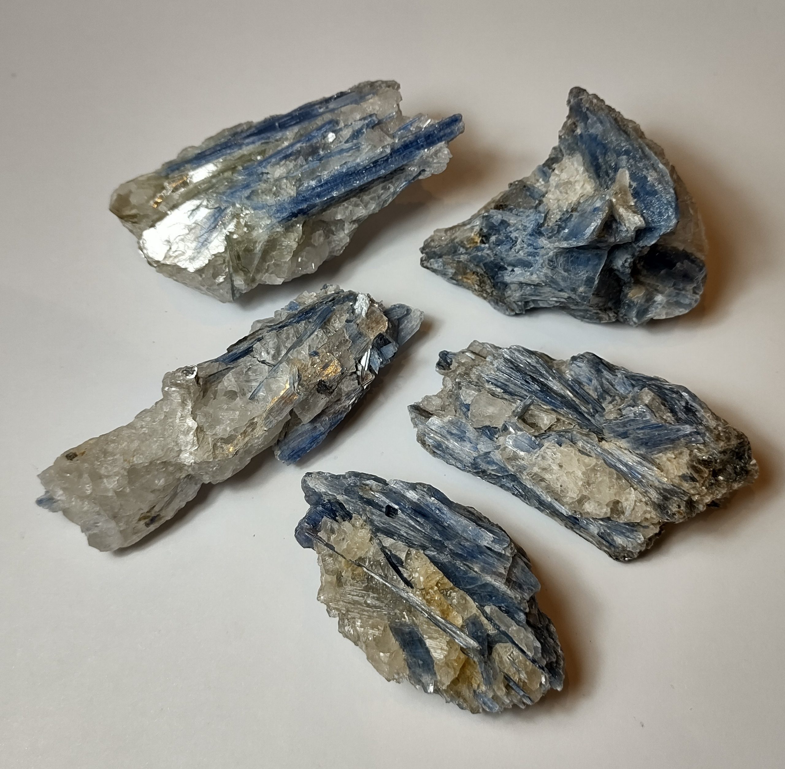 Natural Crystals: Blue Kyanite in Clear Quartz