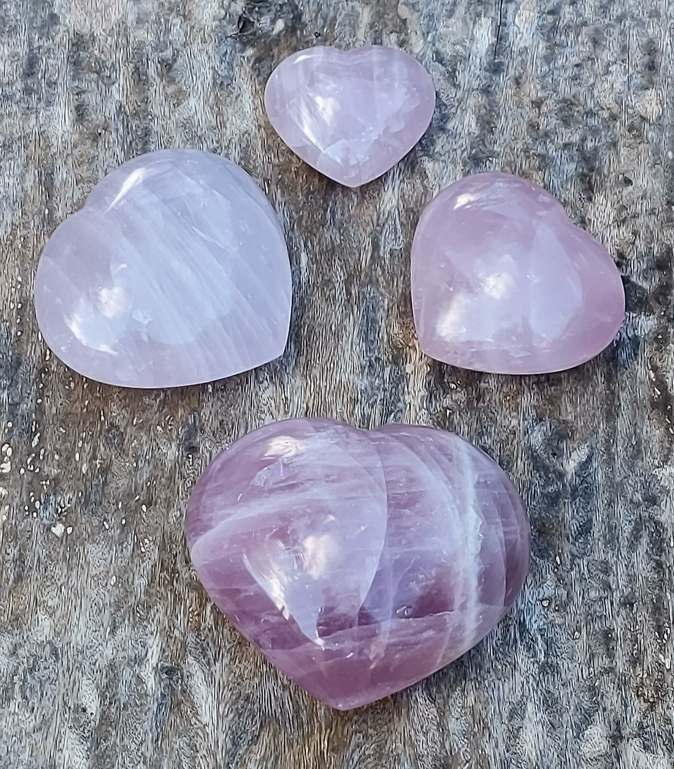 Natural crystals: Large hand carved and polished Rose Quartz hearts
