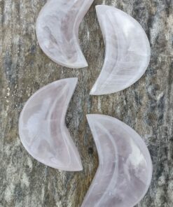 Natural crystals: hand carved and polished Rose Quartz moon shaped bowls (approx. 10x6x2.5cm)
