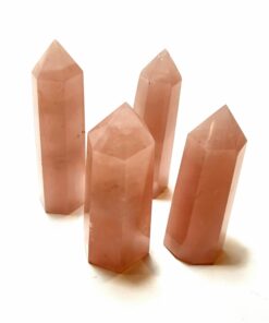 Natural crystals: cut and polished Rose Quartz Generators (approx. 6x2cm)