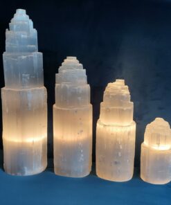 Natural crystals: Selenite electric lamps  (comes with 2x 240v/15w globes)