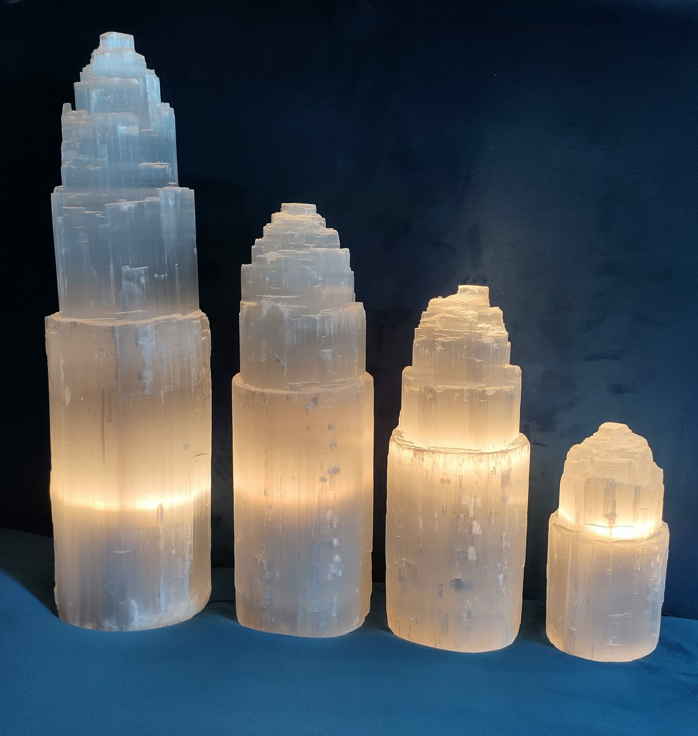Natural crystals: Selenite electric lamps (comes with 2x 240v/15w globes)